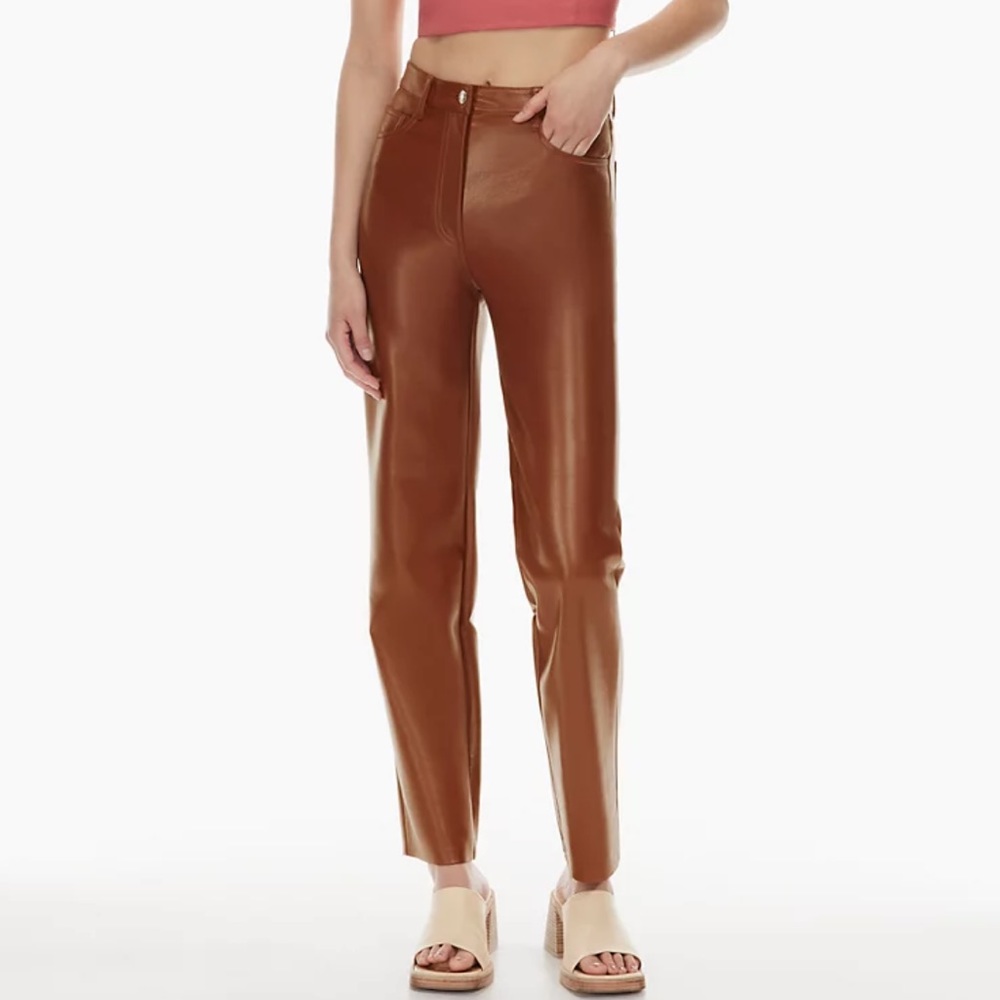 Aritzia Melina Leather Pant Cognac - SIZE 2 Short